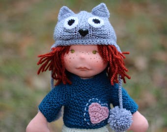 Waldorf doll,Waldorf sculptural face doll,organic doll,eco friendly,14'' Waldorf inspired doll,steiner doll,cloth doll,OOAK doll
