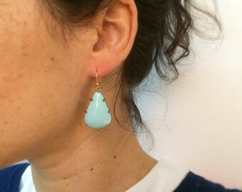 Robin's Egg Blue Wide Prong Earring