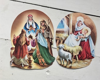 Vintage cardboard Nativity scenes