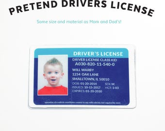 Pretend Drivers License Kids Pretend License Kids ID Kid