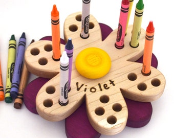 Flower Crayon Holder - Personalized Back to School Gift - Wooden Crayon Holder - by Hill Country Woodcraft