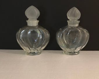 Avon Bottles, Vintage Crystal Avon Bottles, Listing Two Matching Bottles, Perfume Bottle, Glass Decanter, Art Decco Glass