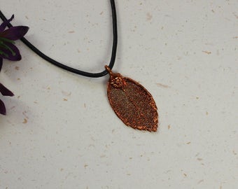 SALE Leaf Necklace, Copper Rose Leaf, Real Rose Leaf Necklace, Copper Leaf Pendant, SALE105