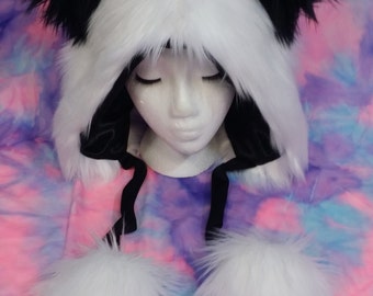 Panda Hood Furry Hat Rave Festival EDC | Gifts Under 60 | Gifts for Her | Gifts for Him | Gifts for Kids