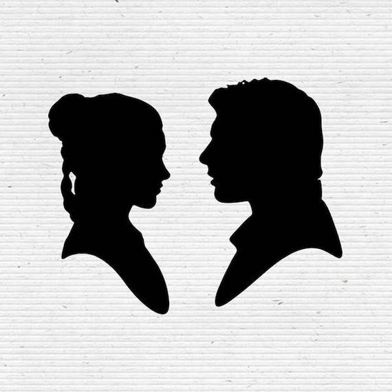 Download Han Solo and Princess Leia Star Wars Silhouette SVG Cutting