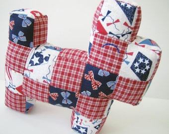 Baby Patchwork Scottie Dog: 4th of July Kite and Ribbons