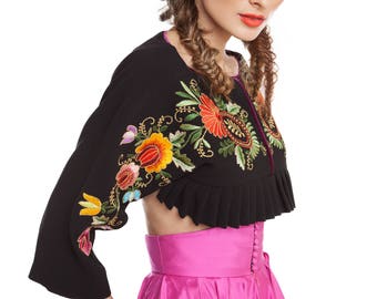 Top with handmade embroidery