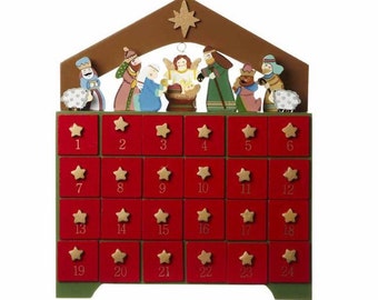 Traditional Wooden Advent Christmas House Calendar - December Count Down - For Adults & Kids Alike