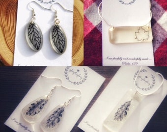 Nature | Leaves |maple | oak | earrings | Clear