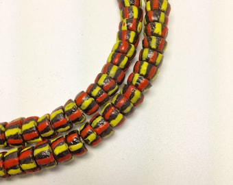 Krobo beads, Ghana powder glass beads, full strand, jewelry supply