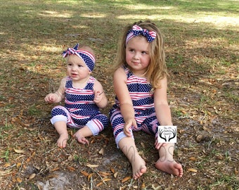 4th Of July Romper,Red White and Blue Romper,Romper,Headband,Baby Romper,Girls Romper,Baby Girl Romper,Kids Romper,Baby Clothes,4th Of July