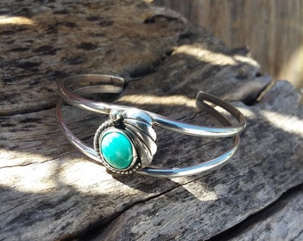 Turquoise Cuff ~Sterling Silver Bracelets~Silver Cuff~Native American Jewelry-western Navajo~Indian Jewelry