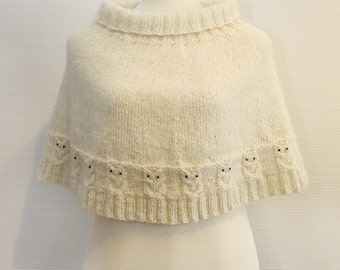 Short owl poncho - knitting pattern