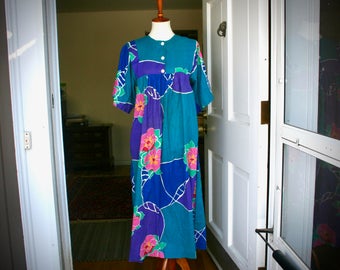 Vtg 80's Tropical Floral Muumuu