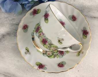 July Water Lily Teacup and Saucer Set Lefton #2320 China Lovely!