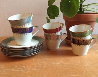Art Deco 1950's Teacups (set of 6)