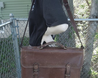 Vintage Levenger England Brown Leather Briefcase Attache Laptop Bag Tote Messenger Handbag