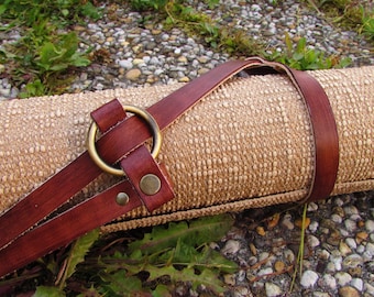 adjustable leather strap or harness yoga mat or leather blanket carrier genuine leather