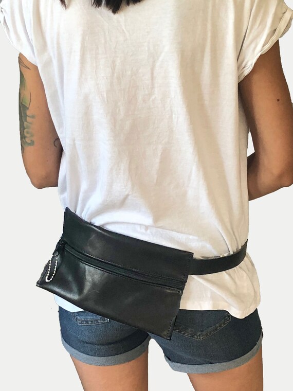 Belt bag leather bum bag minimalist design brown or black gift for women