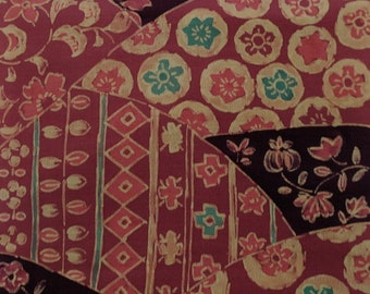 Vintage Japanese Silk Kimono Fabric Batique Kiredori