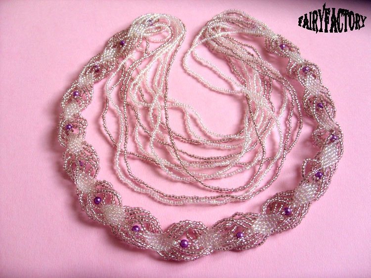 Pattern Necklace Mermaid Waterfall seed beads and pearls