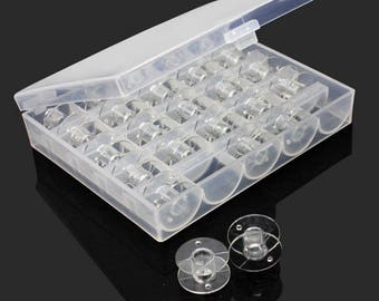 25 Sewing Machine Bobbin Case Organizer Storage Clear Box Case