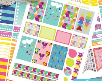 Scandinavian Art printable planner stickers, Scandinavian Art BIG MAMBI Happy planner, Weekly Kit, big happy Instant download