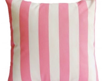Pink White Stripe Pillow cover- 18x18, 16x16, 14x14 or 12x18