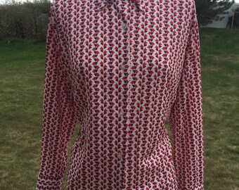 1970's red tulip blouse.