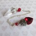 Quartz Pendulum, Sterling Chain, Red Heart w Crown charm, Red Glass Beads, Chakra Balancing Pendulum, Sparkly Red Rhinestones, Czech Glass