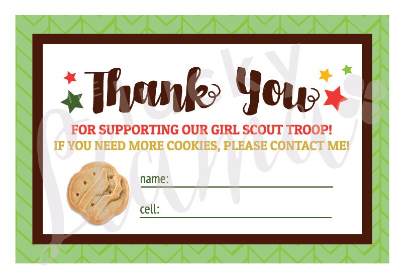 2018 Girl Scout Cookie Thank You cards Printable