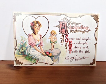 Vintage postcard to my Valentines antique reproduction post card