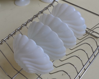 Set of 4 Small Swirled Milk Glass Berry Bowls