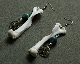 Bone and Bead Dangle Earrings
