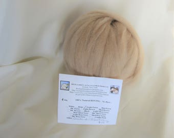 4 oz Light Fawn Alpaca SUPERFINE Roving - for Spinning, Nuno Felting or Needlefelting