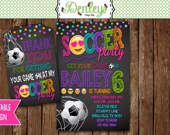 Emoji Soccer Party Invitation, Soccer Party Invitation, Emoji Birthday Invitations, Emoji Printable, Emoji Invitation (EM12)