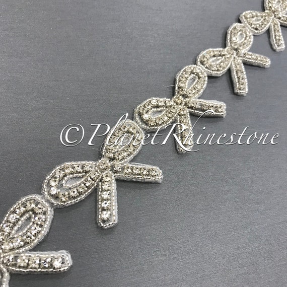 Iron-on Bow Rhinestone Trim#IT-18