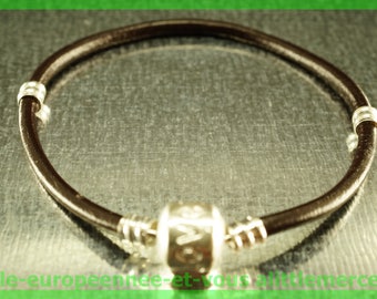 love for leather N71 European Bead Bracelet 18cm charms