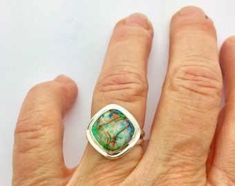 Monarch Opal Ring, Opal Ring, Sterling Opal Ring, Statement Ring