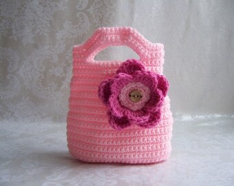Crochet Purse for Girls, Crochet Purse, Pink Purse, Flower Purse, Purse with Handles