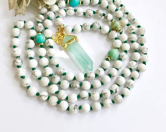 Knotted Mala Necklace, Prayer Beads, Mala Beads, Mala Necklace, 108 Mala Beads, Hand Knotted Mala, Japa Mala, Meditation Beads, Yoga, MKHO