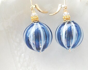 Murano Striped Blown Glass Earrings