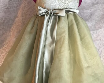 Green damask and chiffon dress