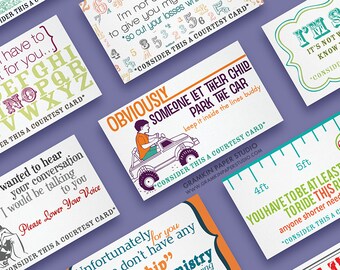 COURTESY BOX // Courtesy Card, Parking, Business Card, Mommy Card, Dating, Pick-Up, Funny Card, Rude Card, Friends, Greeting Card