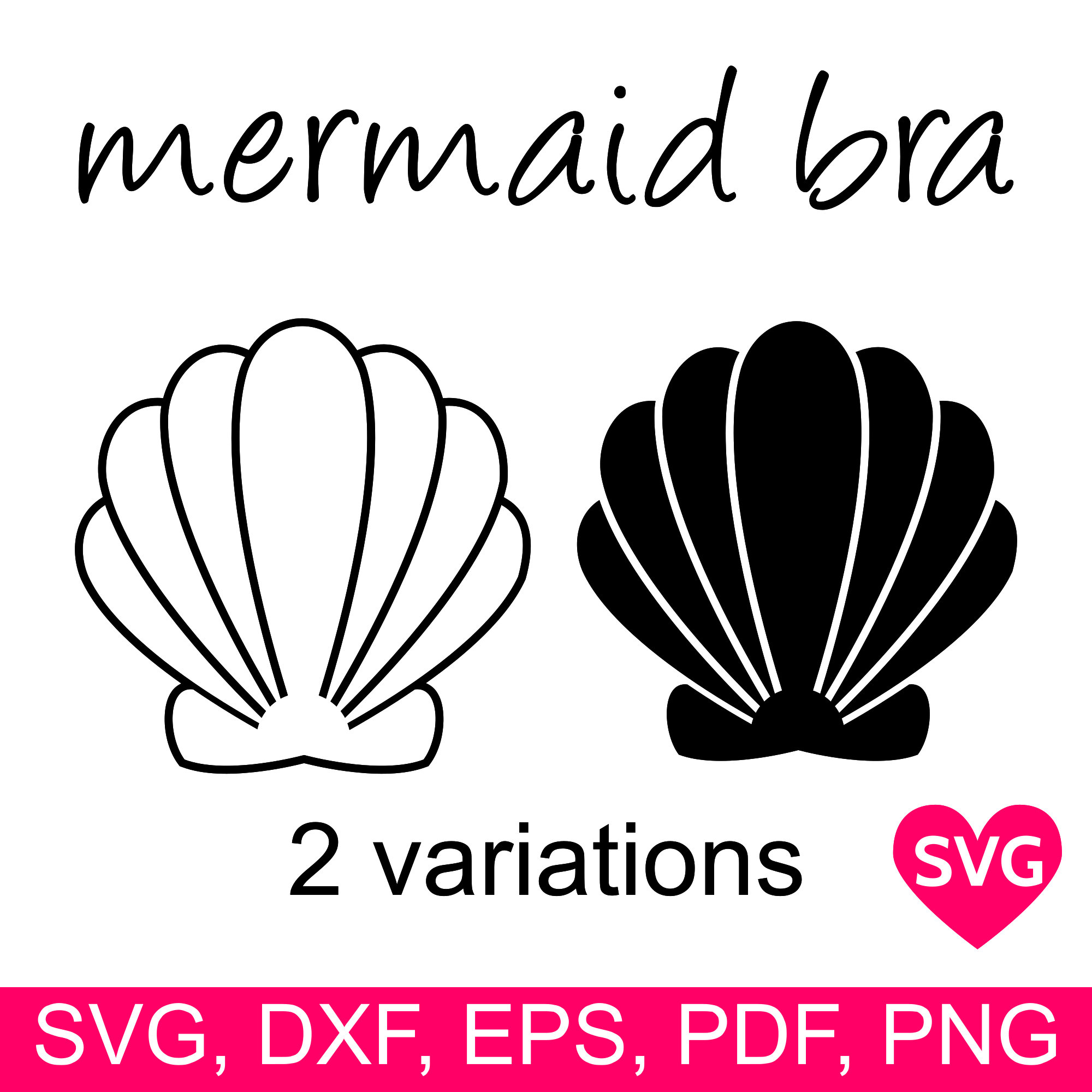 Mermaid Bra with Sea Shells SVG file for Cricut and Silhouette to make