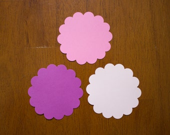 Pink and Purple Scalloped Circle Die Cuts - Gift Tag - Favor Tag - Scalloped Circles - Card Stock Circles