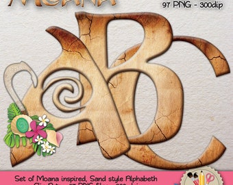 ALPHABET Clip Art Moana Vaiana Oceania Maui Digital Download Scrapbooking