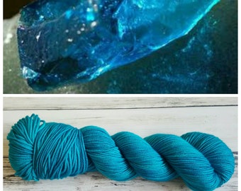 Hand Dyed Yarn, Superwash Merino Worsted Weight Tonal Yarn Perfect for Hats, Cowls, Scarves and Sweaters - Turquoise