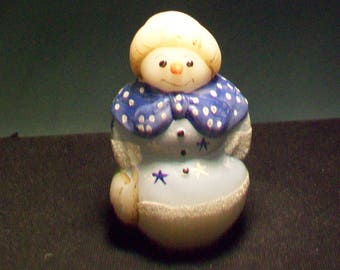 Fenton Hand Painted Snowwoman Figurine