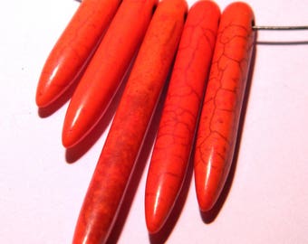 5 beads long-howlite natural - 20 to 50 mm - orange - PG140